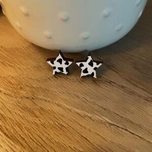 Handmade Star-Shaped Cow Print Stud Earrings